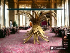 Mid-Century Modern Hollywood Regency Sheaf of Wheat Gilt Metal Glass Table