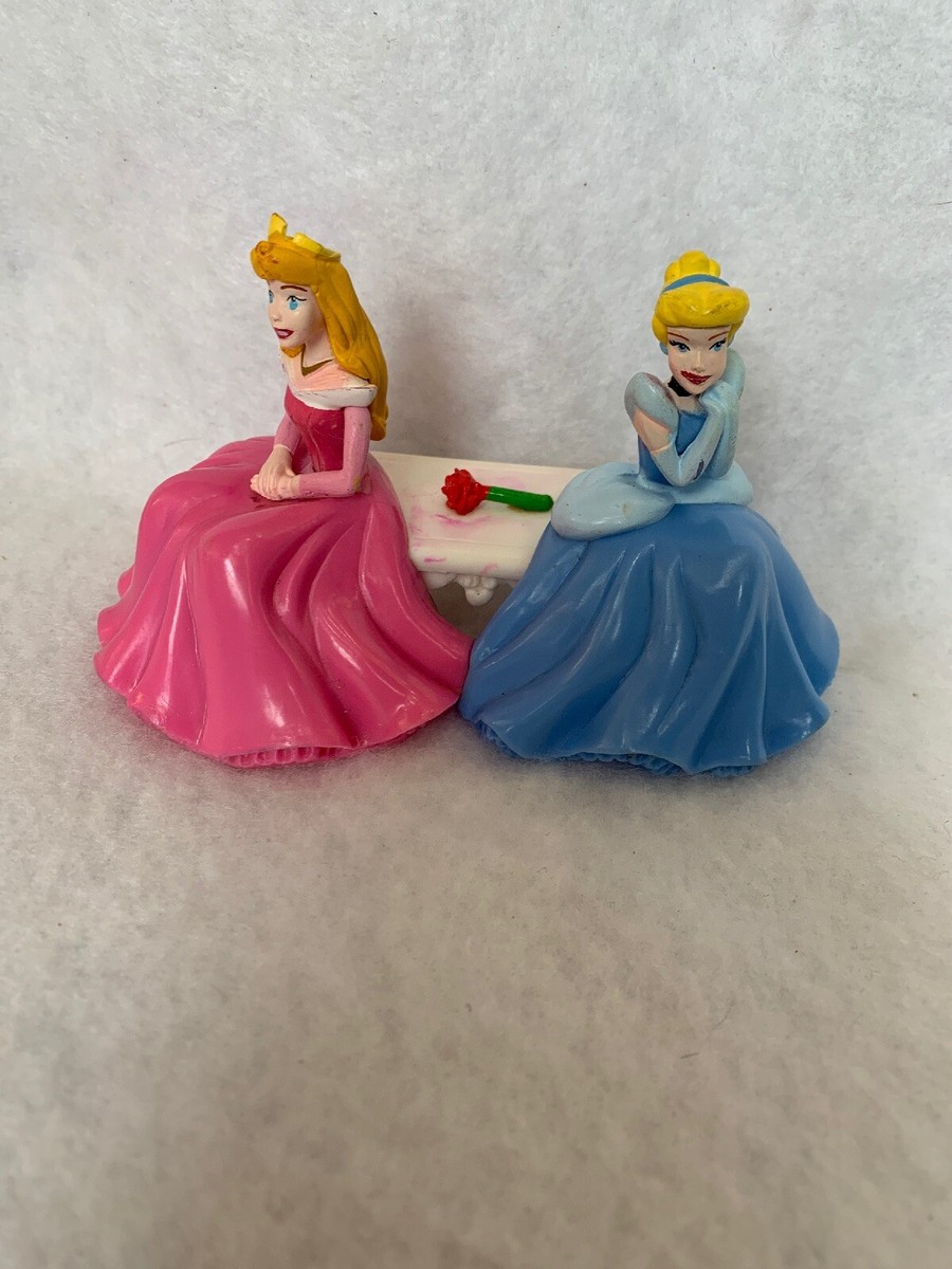 DISNEY PRINCESSES CINDERELLA AURORA SITTING ON BENCH 5