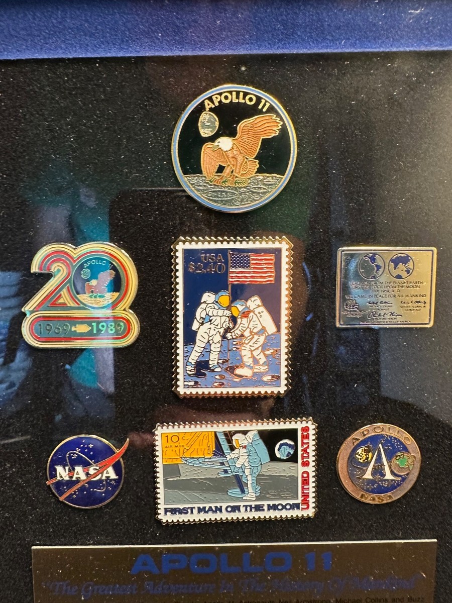 1989 Apollo 11 20th Anniversary Framed Commemorative 7 Pin Series
