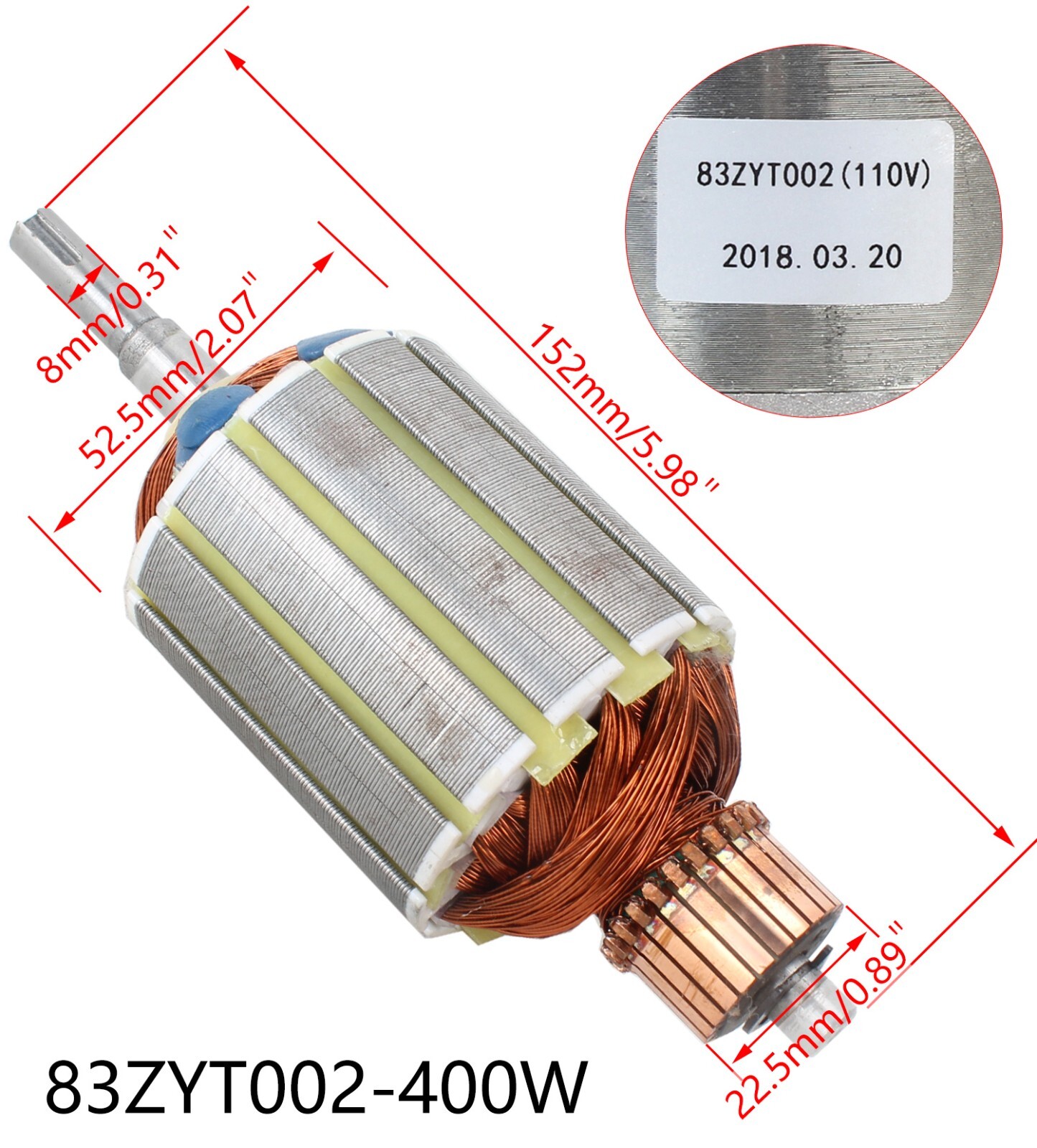 550W&400W DC Brushed Motor Rotor 83ZYT 110V Micro Lathe CJ0618 Motor