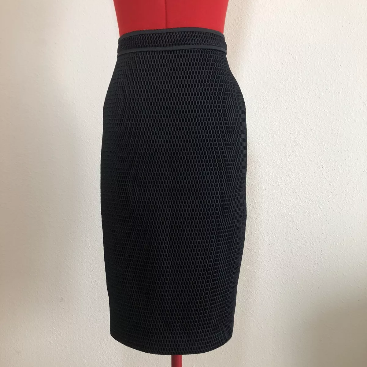 Givenchy Bonded Mesh and Net Black Pencil Skirt Size 38