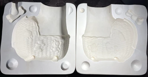 Vintage Duncan Ceramic Slip Casting Mold Wicker Cradle Planter DM 36B 1975