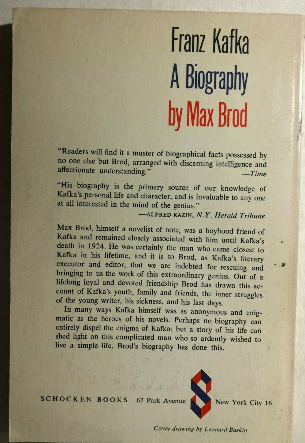 FRANZ KAFKA a Biography by Max Brod (1963) Schocken softcover book | eBay