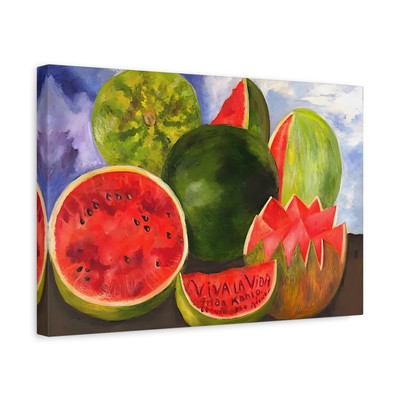 Frida Kahalo Viva la Vida Watermelons Canvas Print Framed Wall Art Reproduction 