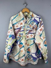 Vtg 70s Wrangler Crazy Abstract Print Cowboy Western Shirt XL