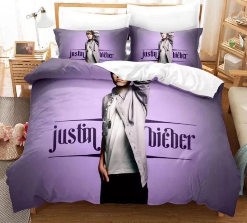 Justin Bieber Bettbezug Set Bettwäsche Set Kissenbezüge Einzel Doppel Geschenk