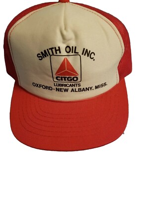 Young An Cap Co. Mesh Snapback Smith Oil Co. Trucker Hat. Oxford and New Albany.