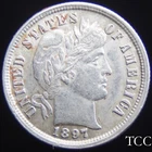 1897 P BARBER DIME ~ EXCELLENT ORIGINAL 10c COIN ~ FREE SHIPPING ~ TCC