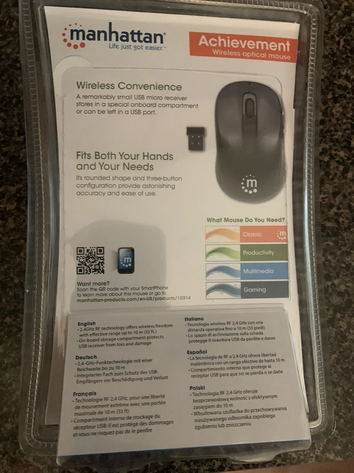 Manhattan Performance WIRELESS OPTICAL MOUSE  Rev 5.02 New In Box - Image 2 of 2