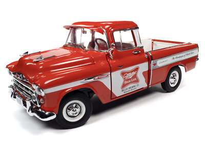 Auto World 1:18 - 1957 Chevy Cameo Pickup Miller High Life (Red