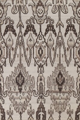 Ivory Geometric Moroccan Tribal Wool 6x8 Area Rug Level Loop Pile Hand-knotted