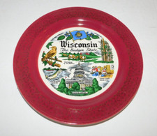 NEAT VINTAGE HOMER LAUGHLIN SOUVENIR PLATE FROM WISCONSIN 10 1/8" DIAMETER