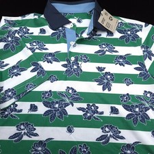 PUMA GOLF POLO SHIRT -M- WHITE GREEN BLUE FLORAL PALM ALOHA POLY PERFORMANCE