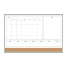 U Brands Magnetic Dry Erase 4-in-1 Calendar Board, 24 x 36 Inches, Silver
