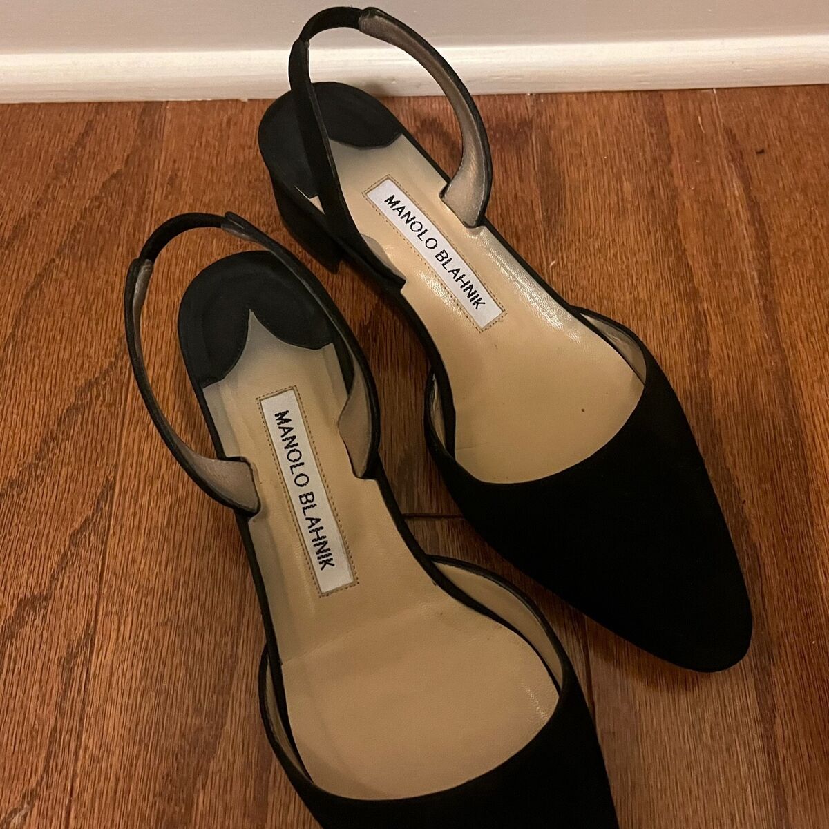 Manolo Blahnik Aspro 30mm Black Suede Block Heel Slingback Manolo Blahnik Aspro 30mm Black Suede Block Heel Slingback