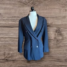 Hugo Buscati Vintage Wool Blend Blazer Jacket Womens Sz 2 Black Buttons
