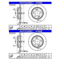 2x ATE 24.0110-0408.1 Bremsscheibe für KIA Niro DE Hyundai Ioniq AE