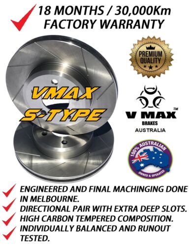 SLOTTED VMAXS fits MAZDA Tribute 2.3L 3.0L 2005 Onwards FRONT Disc Brake Rotors - Picture 1 of 5