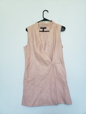 BCBGMAXAZRIA Womens S Caryn Mini Dress Faux Leather Pink Soft Club Party 