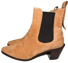FRAME Boots Le Lexington Chelsea Ankle Booties Sz 39 Tan Suede Pull On Shoes