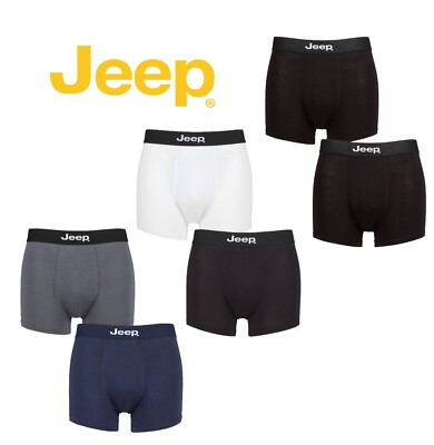Herren Bambus Trunks JEEP Uni Fitted Unterwäsche in 3 Farben S M L XL 2 Paar Pack