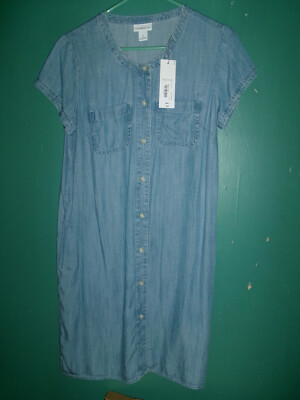 NWT (2) Liz Claiborne blue denim-look lightweight shirt dress Size S  (Small) | eBay