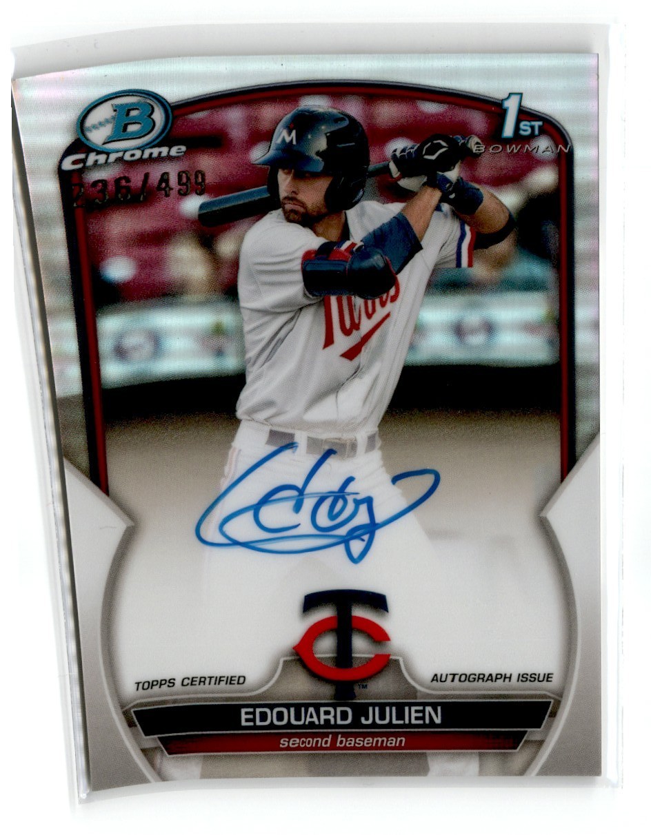 2023 BOWMAN CHROME REFRACTOR EDOUARD JULIEN AUTO 36/499 MINNESOTA TWINS #CPA-EJ