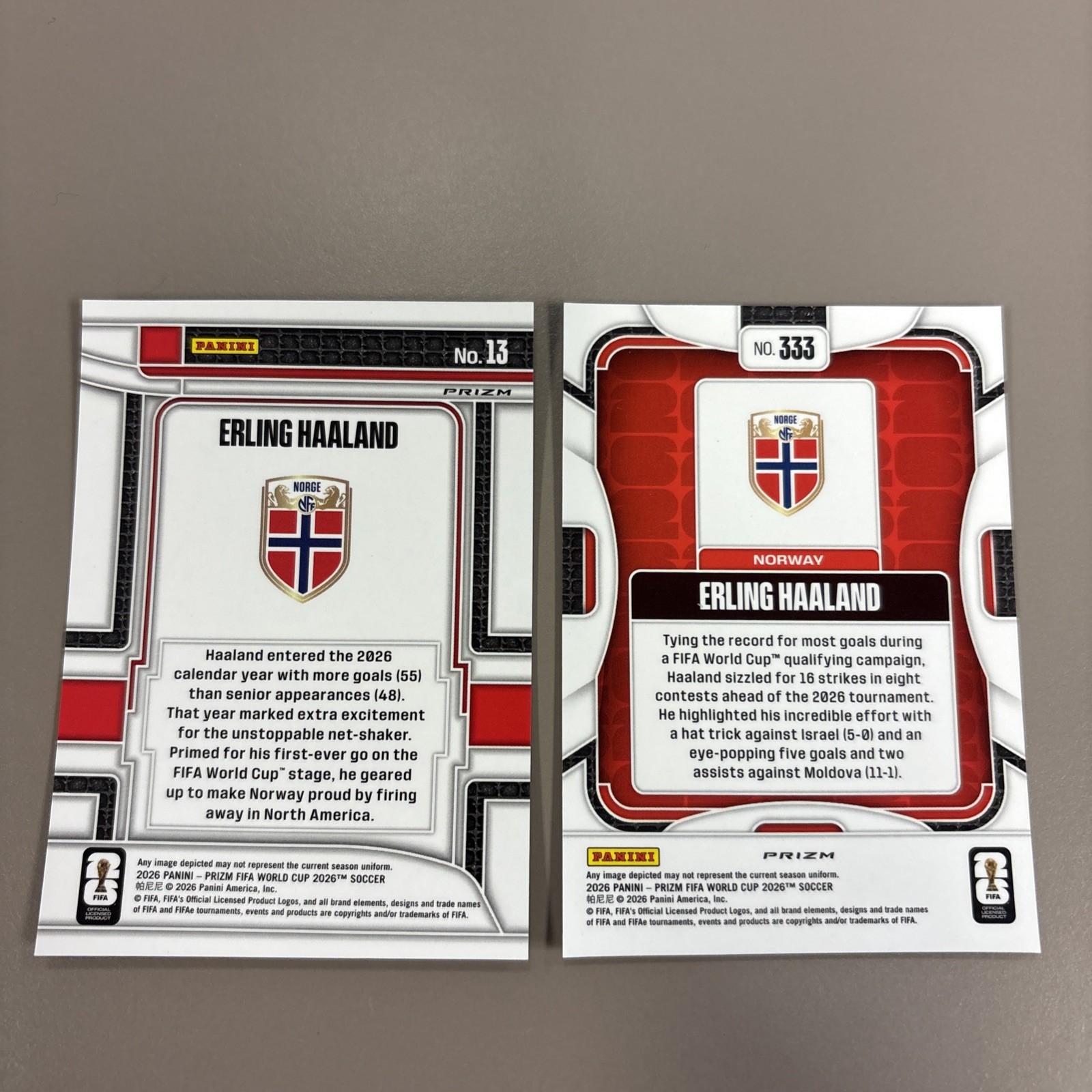 2026 PANINI PRIZM WC - Erling Haaland Scorers Club Silver + Disco Prizm (BOTH) view 2