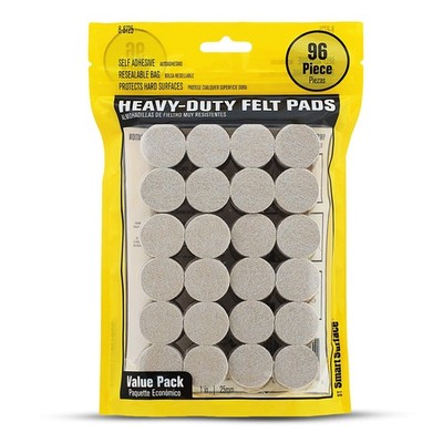 Smart Surface 8725 Heavy Duty Self Adhesive Furniture Felt Pads 1-Inch Round ...