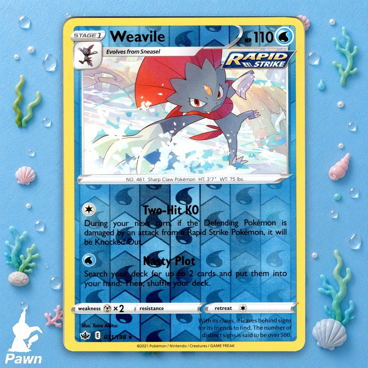 Weavile Reverse Holo Holo Rare Chilling Reign 31/198 Pokemon TCG Card Near Mint