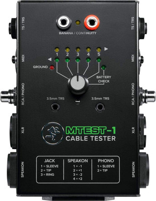 Cable Tester, 5-Way Switch Battery-Powered Connector Test, Black, (Mtest-1)