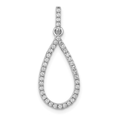 14 Karat Weißgold 1/4 Karat Diamant Träne Anhänger Halskette Damen
