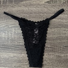 Victoria s Secret Xs Black Floral Lace String Thong Panties