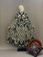 Uzbek silk ikat chapan/Cotton jacket/Boho coat/Ethnic abaya cape/Tribal kimono