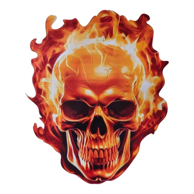 Totenkopf Aufkleber Sticker Skelett Schädel Chopper Flammen Auto 15,5x13cm - Bild 1 von 3