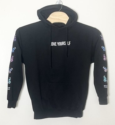 Phora Yours Truly Hoodie Men s Large Black Love Yourself Butterfly Streetwear