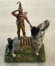 Vintage Collectable Painted Metal Figure - Sioux Warrior Scout on Horse