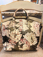 Brahmin Floral Embossed Satchel Top Handle Ba...