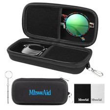 Double Eyeglasses Case with Clip Hard Shell Zipper Closure, L Size Black
