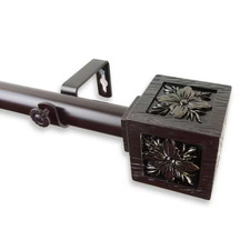 66 In. - 120 In. Telescoping 1 In. Single Curtain Rod Kit in Mahogany with Ophel