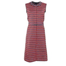 Marc Jacob Dress Tweed Knee-Length Embellished Neckline in Red