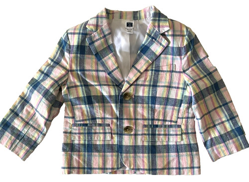 Janie and Jack 18 24 M Plaid Linen Blazer Jacket Easter Wedding EUC