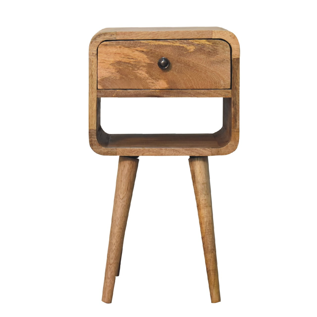Artisan Furniture Solid Wood Mini Oak-Ish Curve Lower Bedside - Brown - Image 2