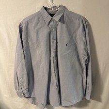 Ralph Lauren Easy Care Blue Solid Long Sleeve Men's Dress Shirt Sz XXL