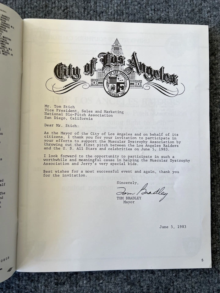 Los Angeles Raiders 1983 Charity Softball Game Program Muscular Dystrophy NFL - Image 4 of 4