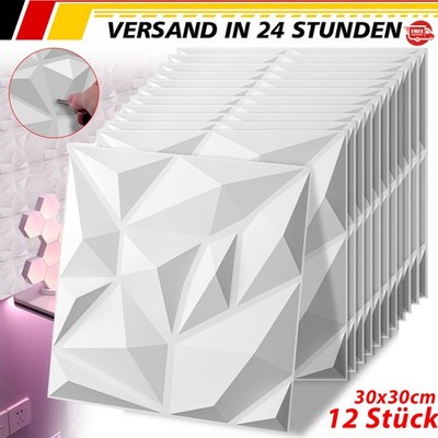 12 Stücke 3D Wall Panels 30 × 30 cm Gaming Zimmer Wand Deckel 3D Optik Diamant!~