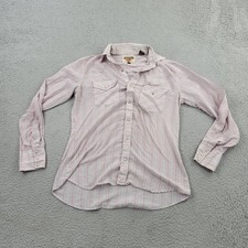 Authentic Western Youngbloods Shirt Mens Medium VTG Striped Pearl Snap