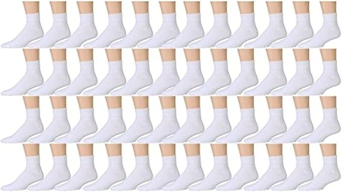 48 PK Yacht & Smith Men's No Show Ankle Socks,Premium Quality Cotton,10-13 White