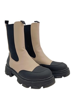 DAME ROSE Schlüpf-Stiefeletten Damen Stiefeletten Gr. DE 40 creme-schwarz