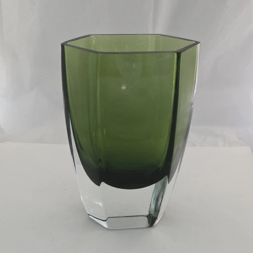 Vintage Murano Style Sommerso Faceted Glass Vase – Heavy, Mid-Century Look
